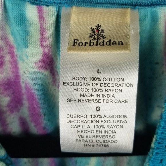 Forbidden Blue Pink Paisley Top with Hood Cotton L - Picture 4 of 7